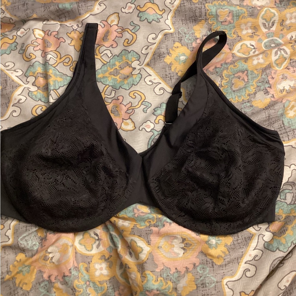 Playtex Black Lace Full-Coverage Underwire Bra